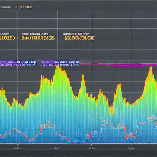 An image depicting a dynamic line chart showcasing Bitcoin's price volatility over time, with ascending and descending trends, significant peaks, and troughs