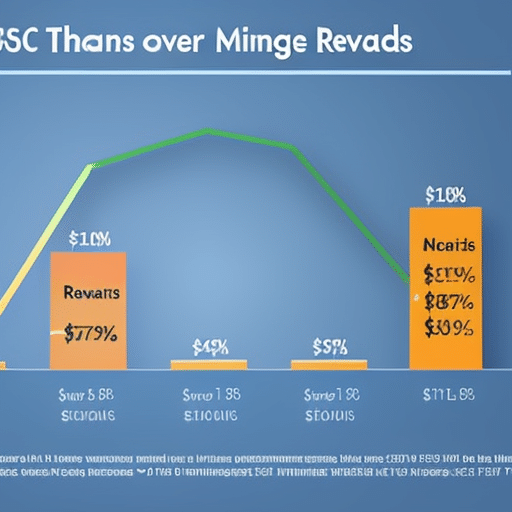 Ful line graph showing the change in mining rewards over time, with a magnifying glass hovering over a peak