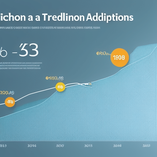 Ic showing a trendline of increasing Bitcoin adoption, with a dotted line projecting future growth