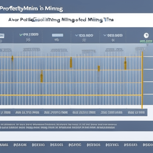 Led graph showing profitability of Bitcoin mining over a period of time with a dotted line representing the average profitability of mining