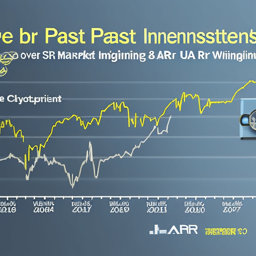 chart showing the rise and fall of cryptocurrency investments over the past month, with a magnifying glass hovering over the current market trends