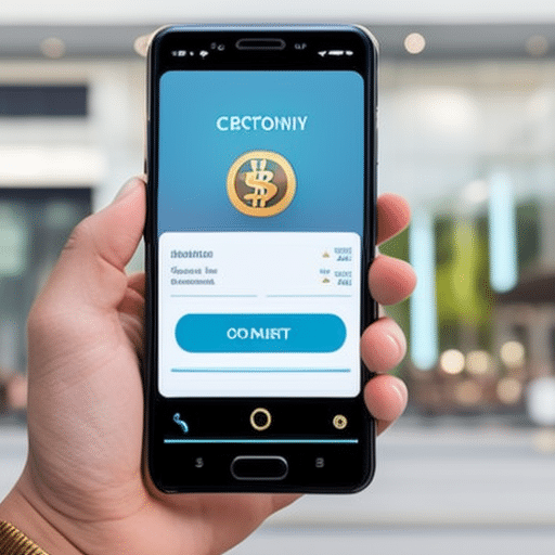 An image depicting a close-up view of a hand holding a smartphone with a cryptocurrency wallet app open on the screen