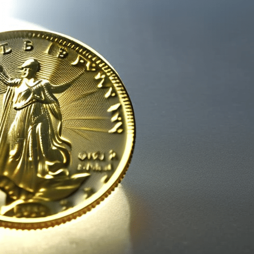 -up of a golden coin and a silver coin side-by-side, with sun rays radiating from behind them