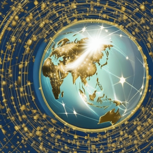 An image showcasing a globe surrounded by a network of interconnected Bitcoin nodes, with digital currencies flowing seamlessly across borders, symbolizing fast and secure international money transfers