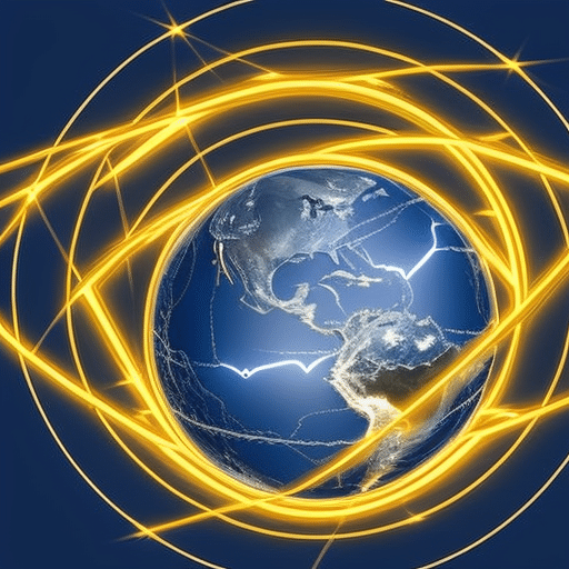 An image that depicts a lightning bolt striking a globe, emphasizing the potential of the Lightning Network to revolutionize online payments worldwide