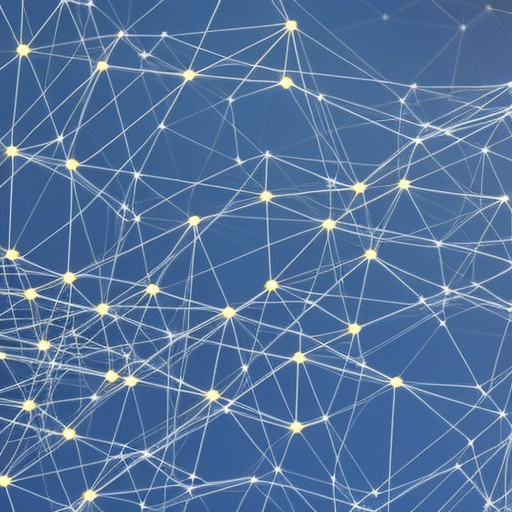 An image showcasing a network of interconnected nodes, each represented by lightning bolts, symbolizing lightning network payment channels