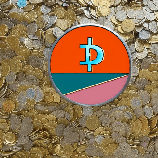 Ful, abstract design showing a person on a journey, navigating their way up a mountain of coins with a Bitcoin symbol on them