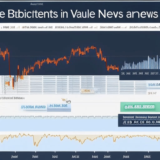 showing the fluctuating trend line of Bitcoin's value in relation to news sentiment