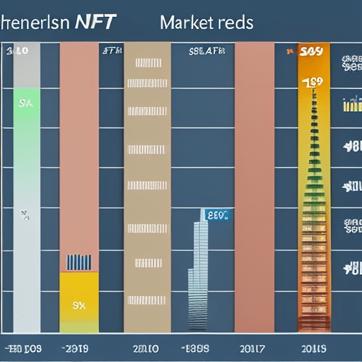 Ful line graph with bars of different heights, representing NFT market trends over time