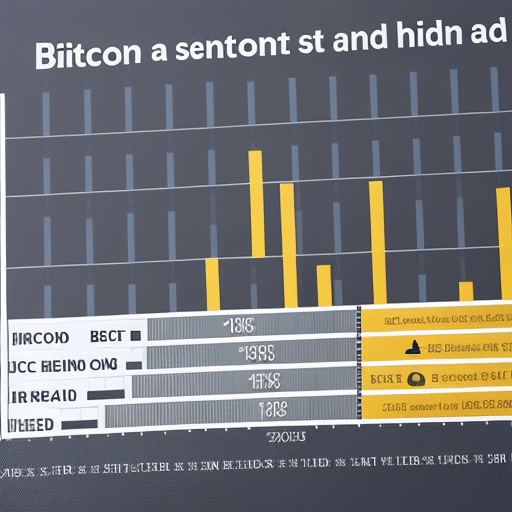 showing the correlation between Bitcoin price and investor sentiment with a hand holding a Bitcoin in the foreground