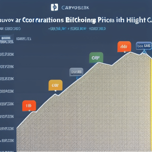 showing the correlation between social media sentiment and Bitcoin prices, with curved arrows pointing at both