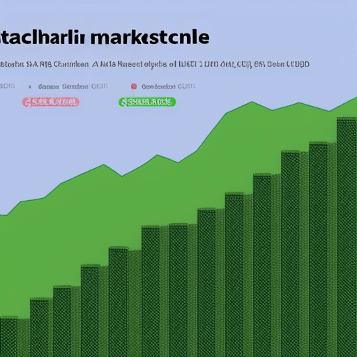 chart showing a steep incline of the stablecoin market, with multiple colorful coins at the peak
