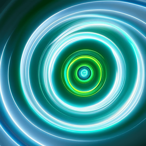 An image of two circles overlapping each other, one in a bright green and the other in a bright blue